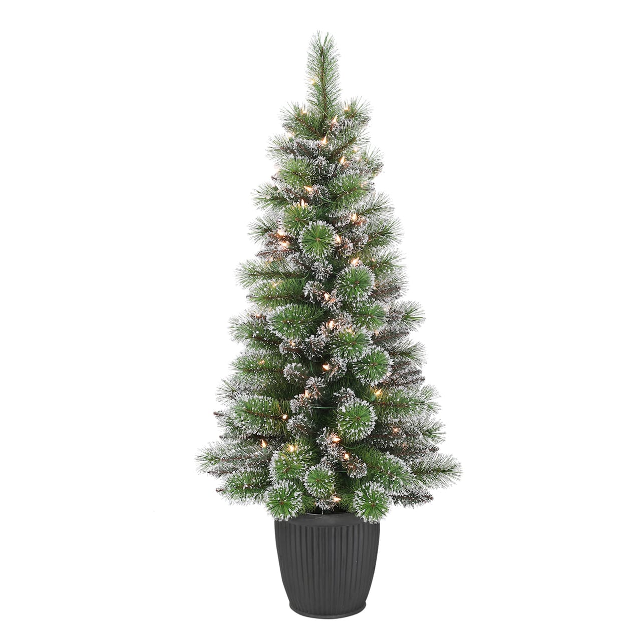 4ft. Pre-Lit Glitter Artificial Christmas Tree in Planter, Clear Lights